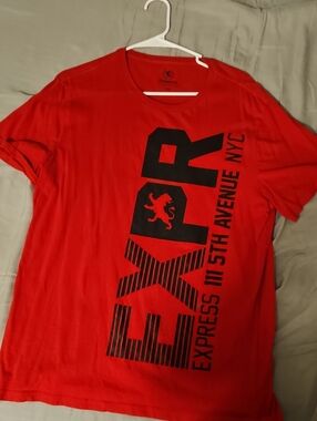 Express Red Short-Sleeve Graphic Tee with Black Logo